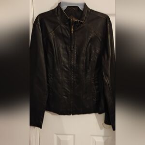 Women's size XL vintage real leather black jacket NWOT